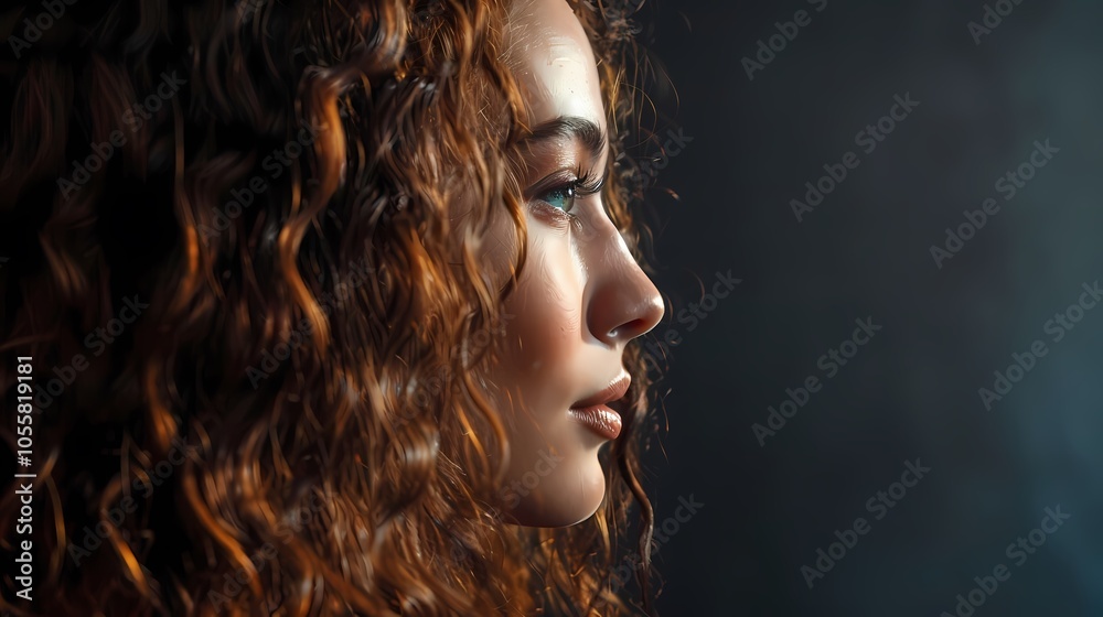 Cute girl with lush curly hair Cute girl with lush curly hair