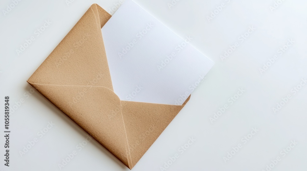A Blank White Card Partially Inserted Into a Brown Envelope A Blank White Card Partially Inserted Into a Brown Envelope
