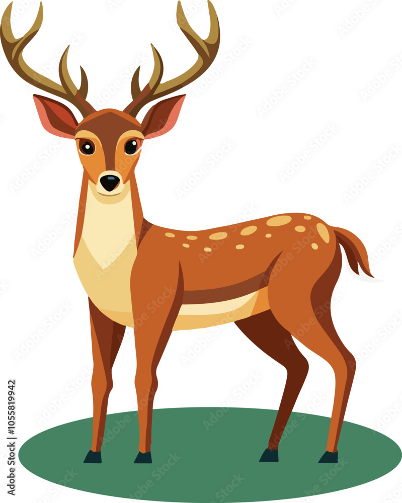 Fototapeta premium cartoon deer stands flat illustration. Isolated on transparent background.