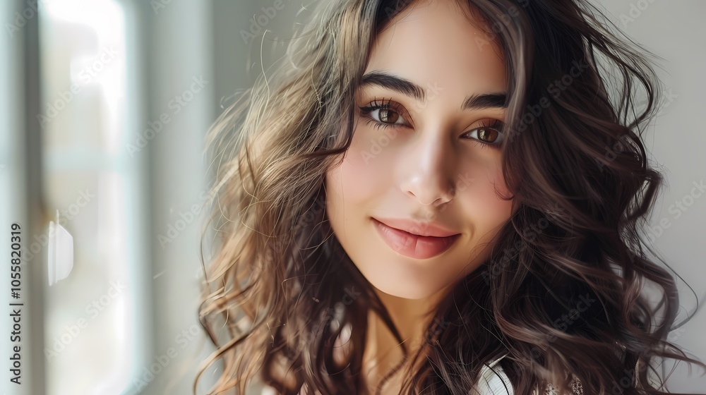 Cute girl with lush curly hair Cute girl with lush curly hair