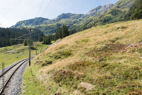 Grutschalp Murren mountain railway in Switzerland photo