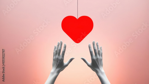 A white hand holding a red heart