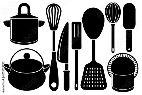 kitchen  utensils  silhouette vector illustration