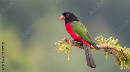 A Red-and-Green Lorikeet Perched on a Branch