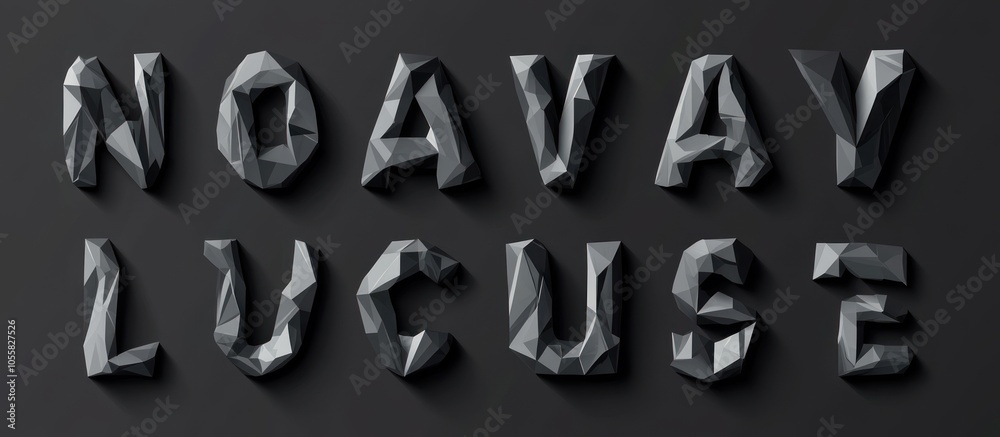 Low Polygonal Gray Alphabet. Abstract abc
