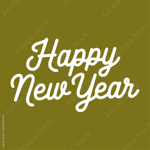 Happy new year text typography background, New Year text logo template with bold font written in vector design 