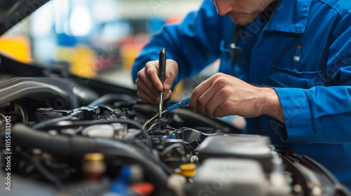 mechanic changing engine