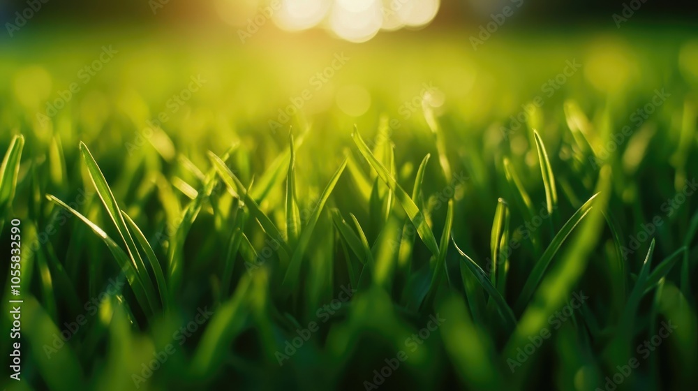 Fototapeta premium Brazil flag in close-up against a green field background