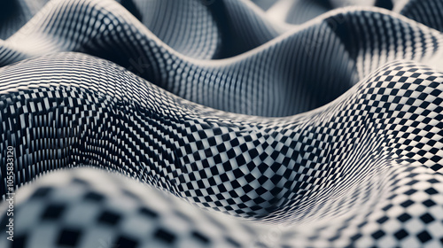 Elegant Fusion of Houndstooth Patterns in a Futuristic Landscape of Fashion and Architecture