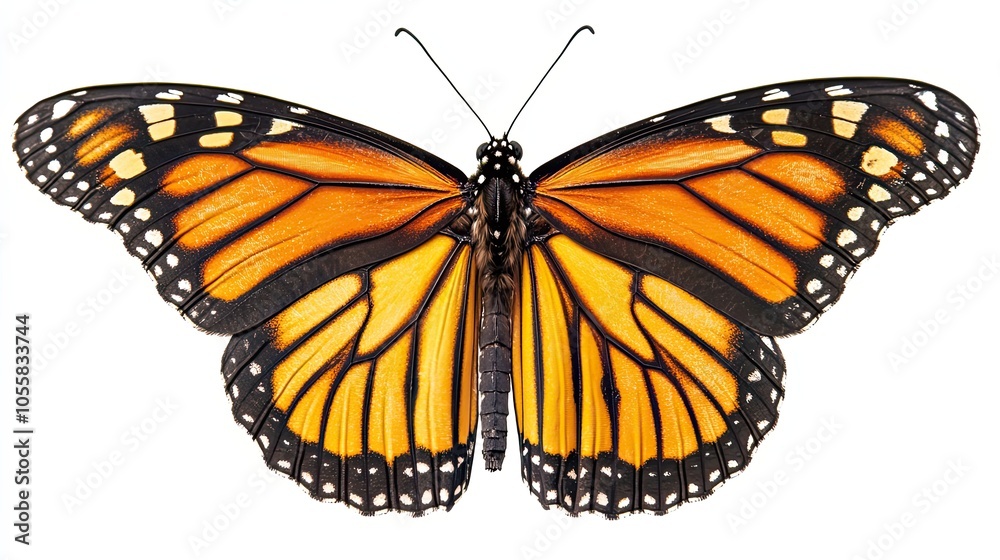 Fototapeta premium Detailed Close-up of a Monarch Butterfly with Open Wings