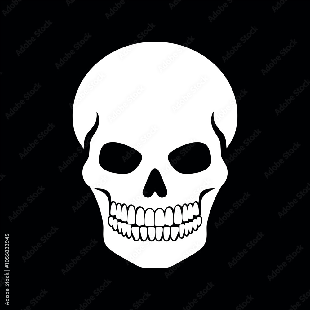 Evil human skull on black background. Skull icon emblem logo. Vector illustration Evil human skull on black background. Skull icon emblem logo. Vector illustration