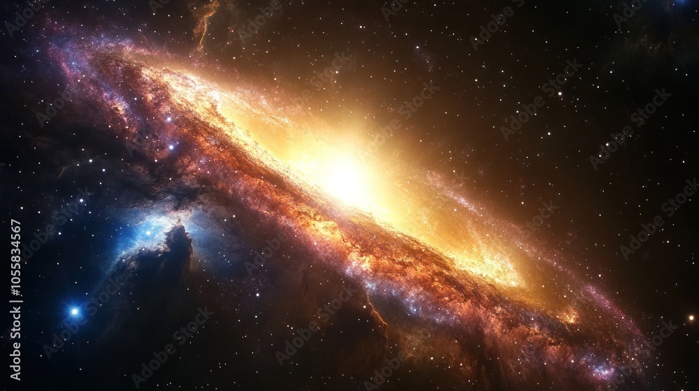 Obraz premium Stunning galaxy with vibrant colors and cosmic elements.