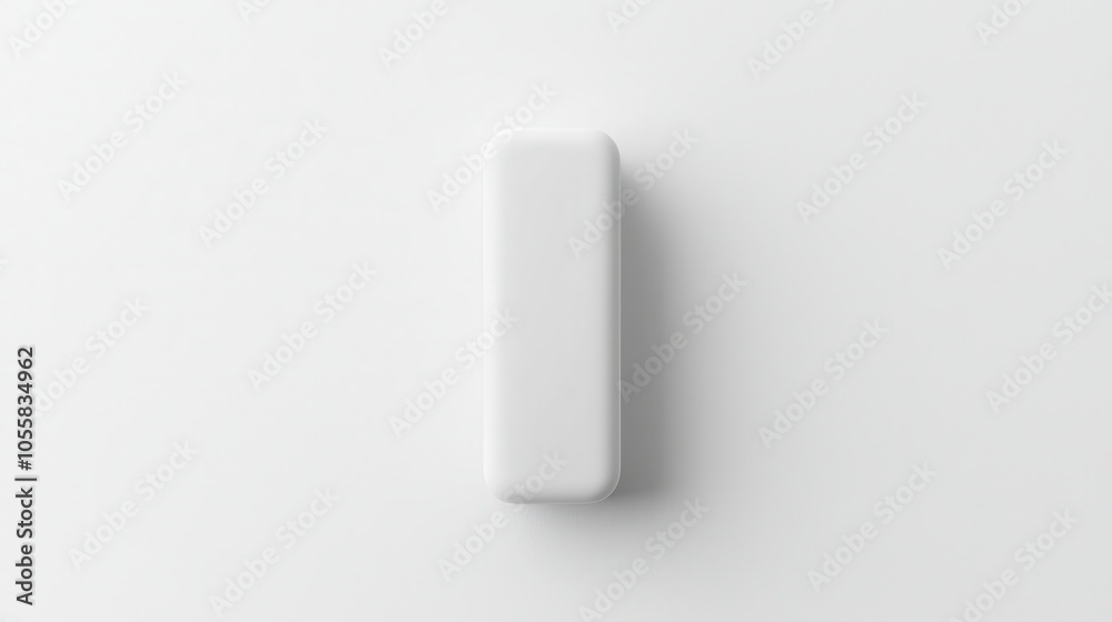 This top view showcases a white candy stick on a vibrant blue background, emphasizing minimalist design. The foil packaging is simple, with no graphics, and the stick's lifted corner adds a 3D effect, This top view showcases a white candy stick on a vibrant blue background, emphasizing minimalist design. The foil packaging is simple, with no graphics, and the stick's lifted corner adds a 3D effect,
