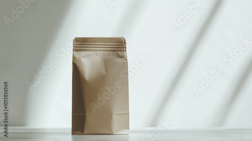 Brown Paper Bag with Zipper Closure on White Surface photo