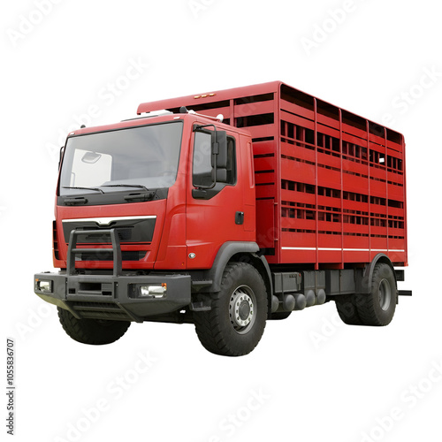 Livestock transport truck isolated on white background