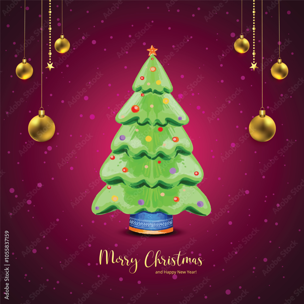 Christmas tree with a golden ball festival background Christmas tree with a golden ball festival background