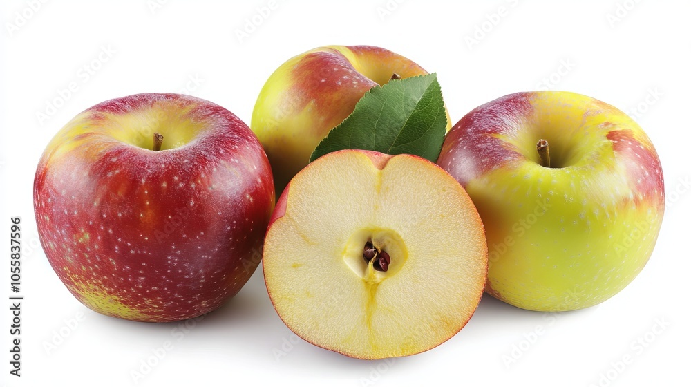 colorful apples, red green and yellow fruit, isolated on white background colorful apples, red green and yellow fruit, isolated on white background