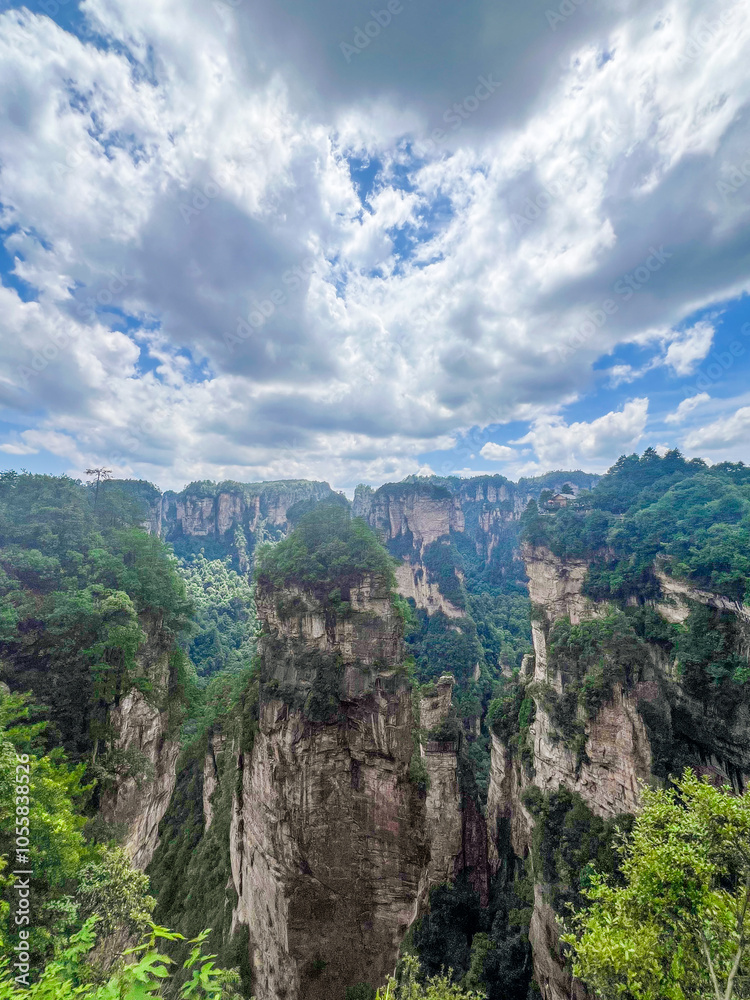 Majestic Mountain Peaks and Dense Forests in Zhangjiajie Scenic Area, Hunan, China Majestic Mountain Peaks and Dense Forests in Zhangjiajie Scenic Area, Hunan, China