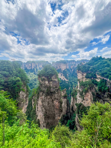 Majestic Mountain Peaks and Dense Forests in Zhangjiajie Scenic Area, Hunan, China