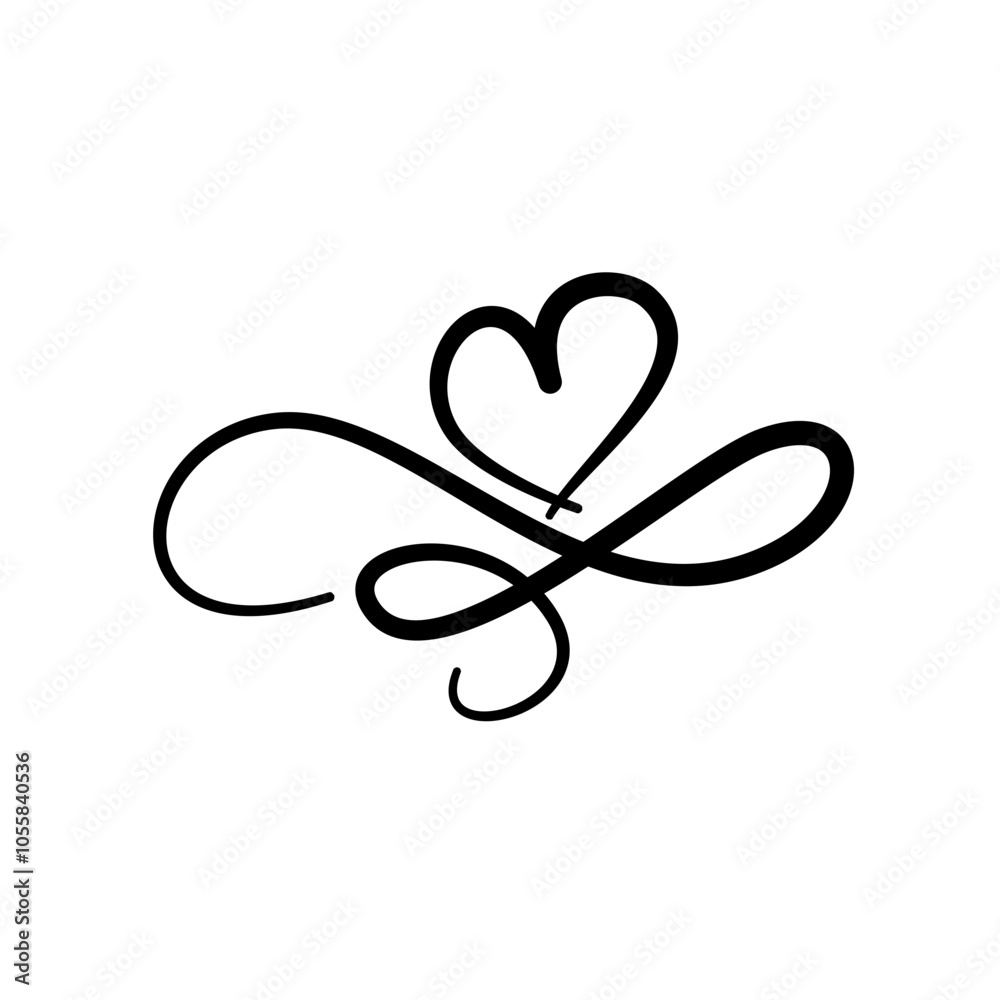 flourish calligraphy heart. Illustration vector hand drawn flourish calligraphy heart. Illustration vector hand drawn