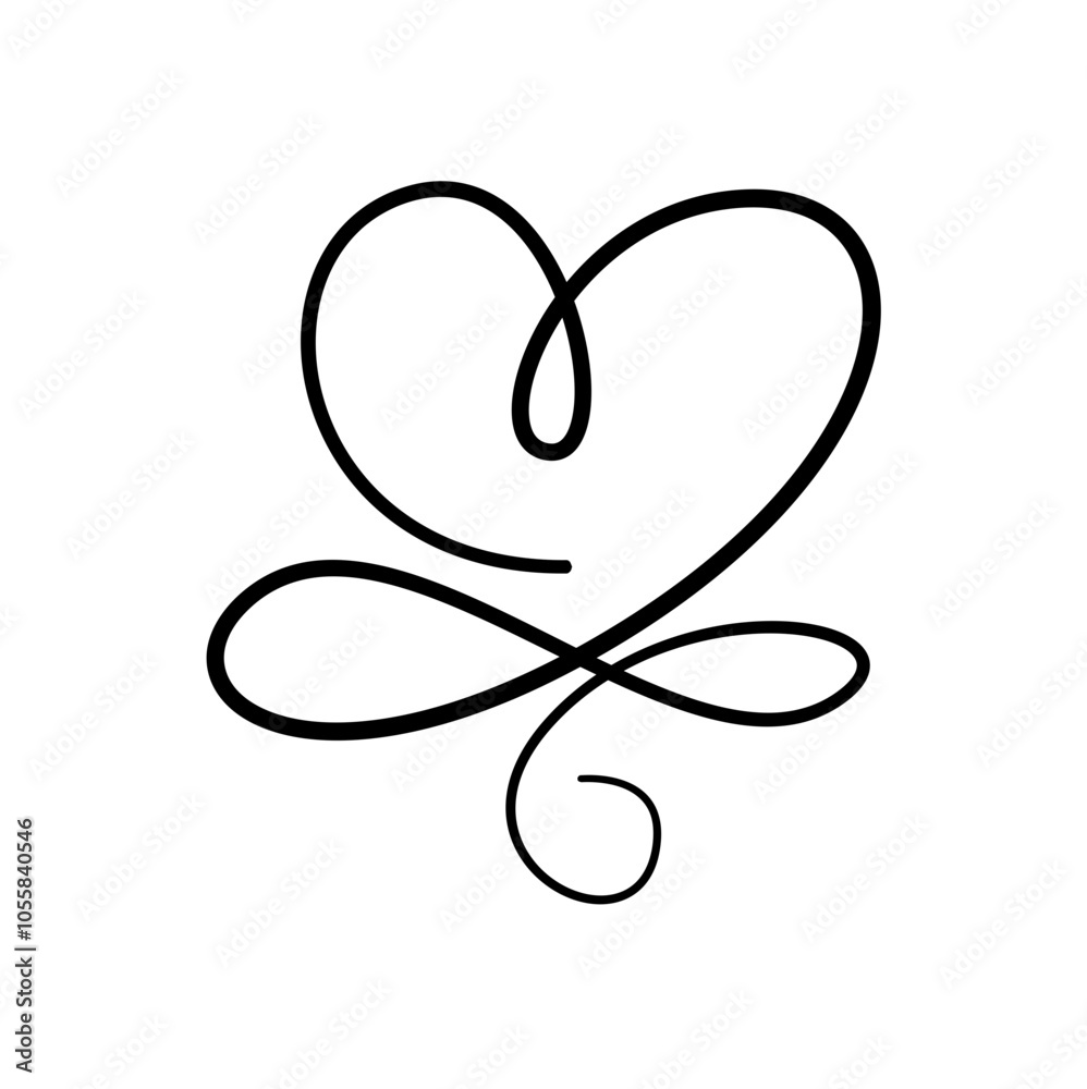 flourish calligraphy heart. Illustration vector hand drawn flourish calligraphy heart. Illustration vector hand drawn