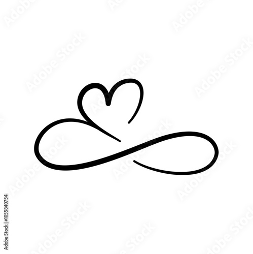 flourish calligraphy heart. Illustration vector hand drawn