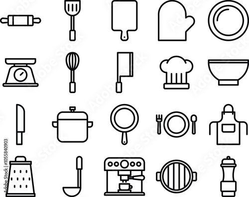 Kitchen and cooking tools Icon Set