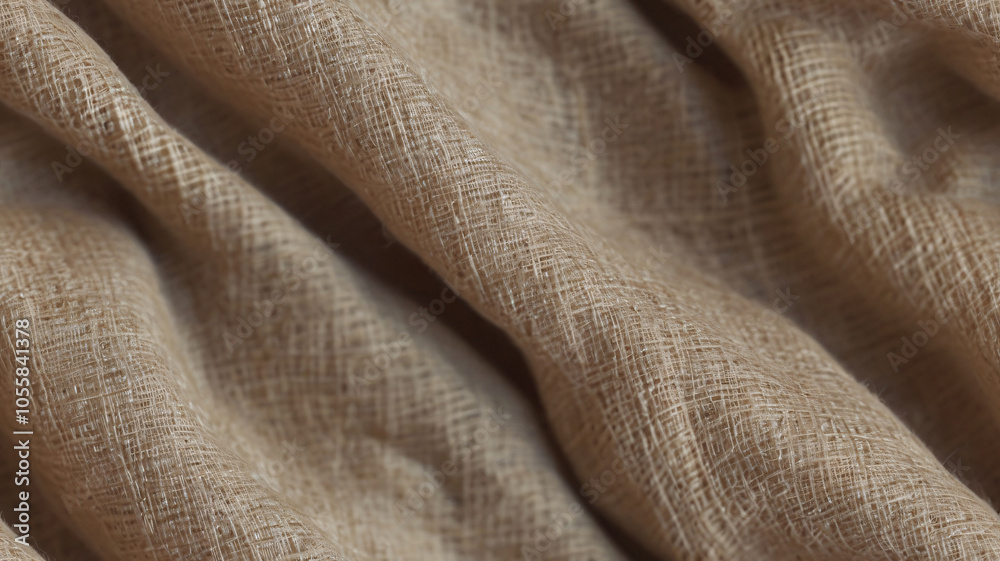 Fototapeta premium White linen canvas crumpled natural cotton fabric. Organic Eco textiles White Fabric linen texture