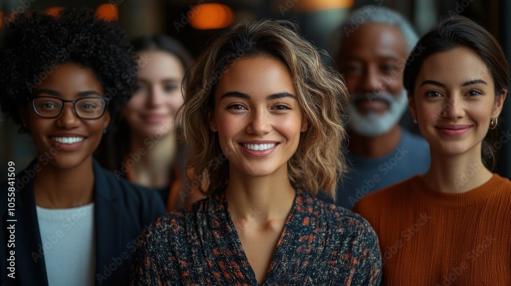 A diverse group of people smiling at the camera. A diverse group of people smiling at the camera.