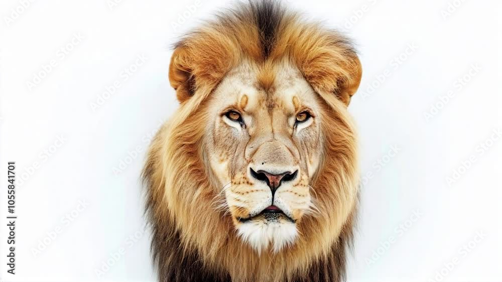 Majestic Lion Portrait with Intense Gaze and Detailed Mane Isolated on White Background, Capturing Strength and Power of the King of the Jungle, Image Made Using Generative AI Majestic Lion Portrait with Intense Gaze and Detailed Mane Isolated on White Background, Capturing Strength and Power of the King of the Jungle, Image Made Using Generative AI