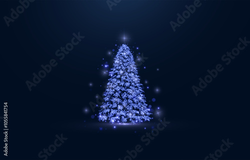 Set of shiny dust light Christmas tree. Color white, blue, green, gold, red.