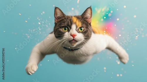 Closeup of Playful Calico Cat in Motion