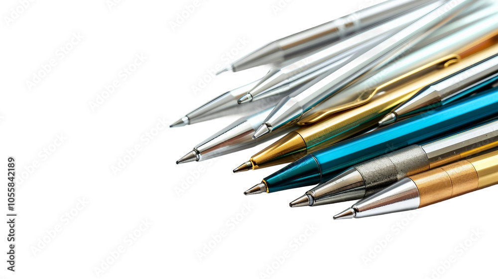 Bundle of Metal Styluses on white background Bundle of Metal Styluses on white background
