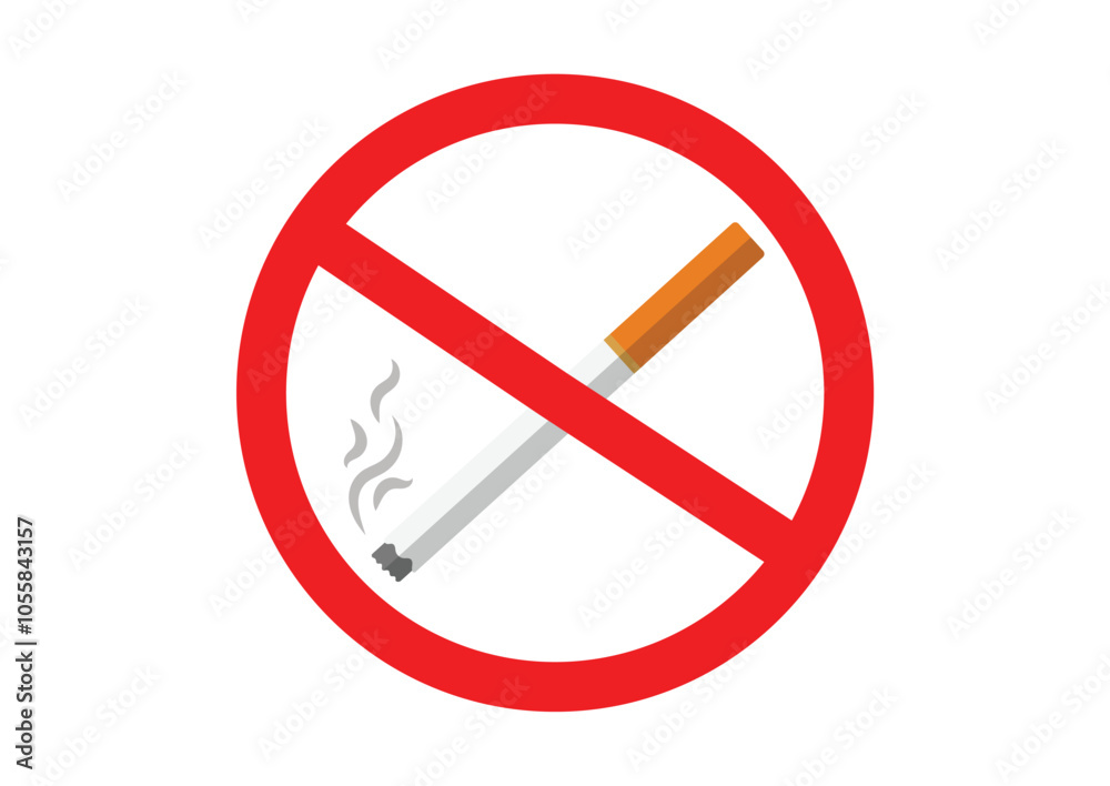 Forbidden to smoke sign vector flat design isolated on white background Forbidden to smoke sign vector flat design isolated on white background