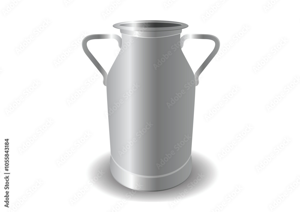 Metal milk jug vector flat design isolated on white background Metal milk jug vector flat design isolated on white background