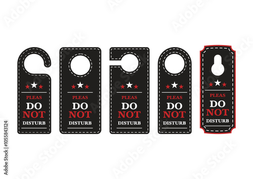 Five different door hanger templates vector flat design isolated on white background
