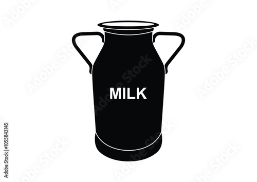 Metal milk jug silhouette isolated on white background