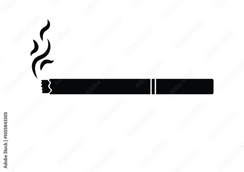 Silhouette of cigarette sign vector flat design isolated on white background Silhouette of cigarette sign vector flat design isolated on white background