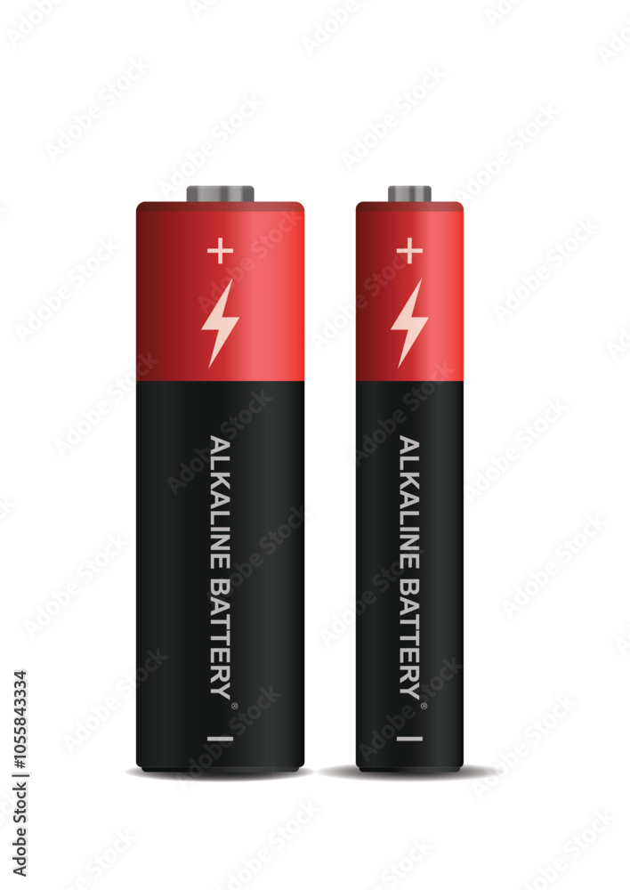 Two realistics alkaline batteries vector design isolated on white background Two realistics alkaline batteries vector design isolated on white background
