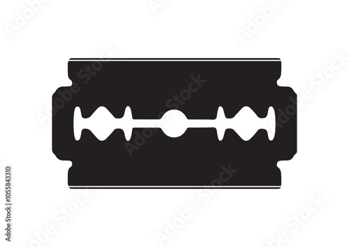 Silhouette of razor blade vector flat design. Black and white razor blade