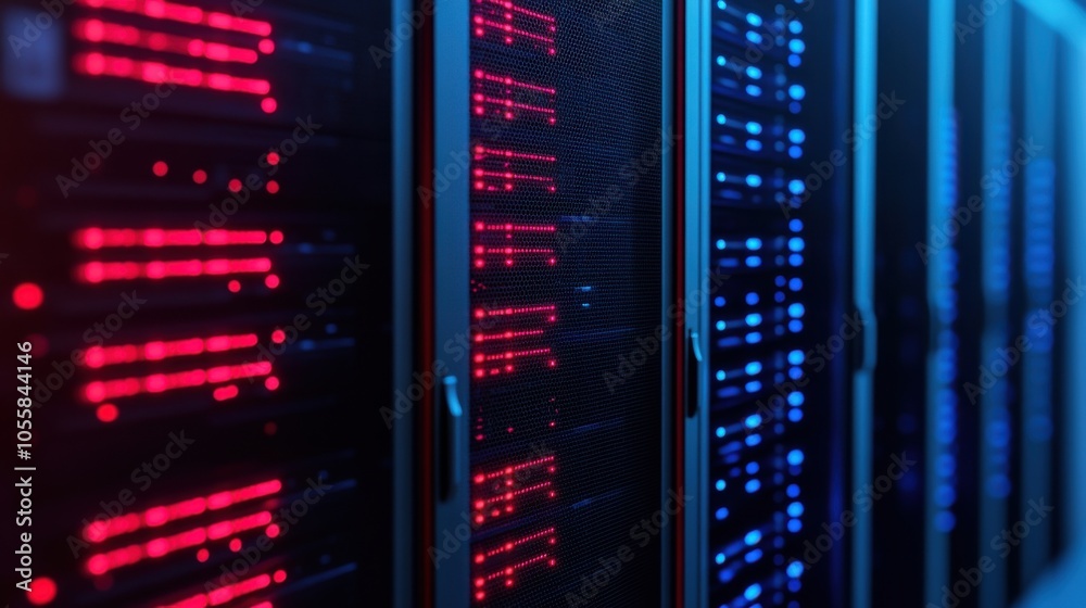 Closeup of a Single Server in Data Center Closeup of a Single Server in Data Center