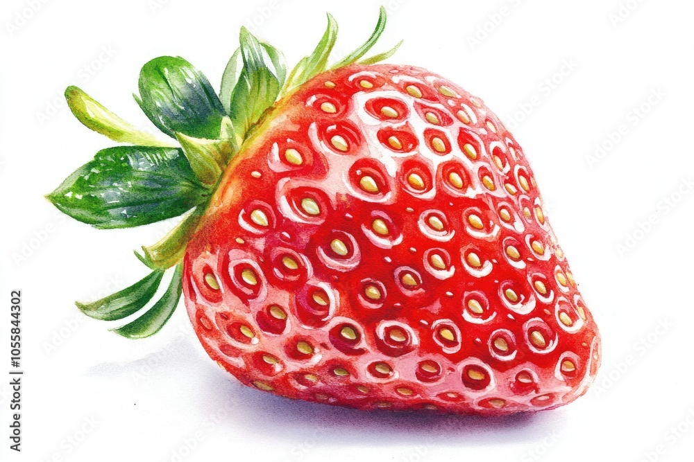 Fresh Strawberry. Watercolor Hand Drawn Illustration of Ripe and Juicy Berry on White Background Fresh Strawberry. Watercolor Hand Drawn Illustration of Ripe and Juicy Berry on White Background