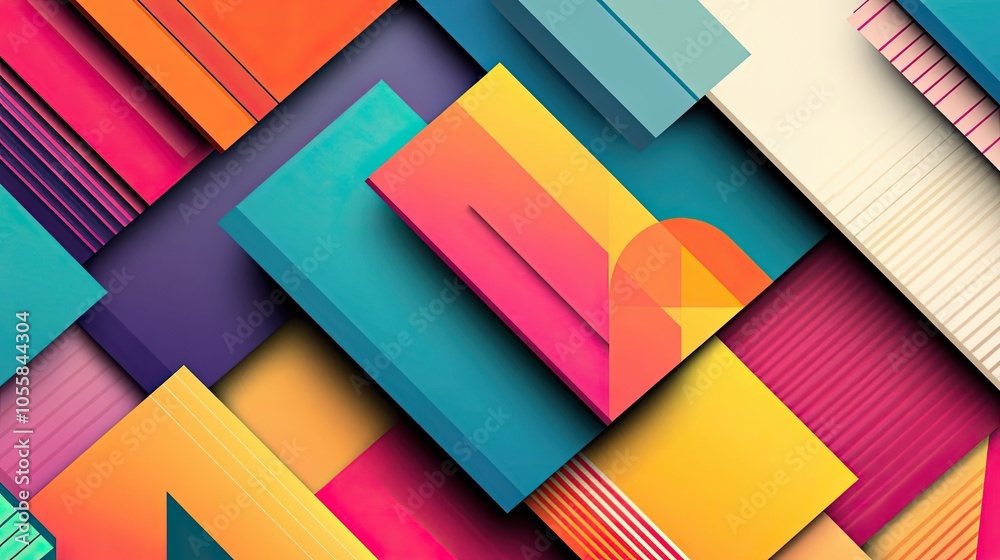 Abstract Geometric Pattern with Vibrant Colors and Overlapping Shapes Abstract Geometric Pattern with Vibrant Colors and Overlapping Shapes