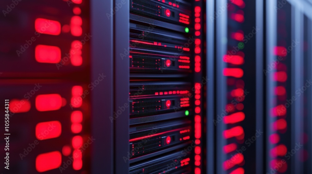 Closeup of a Single Server in Data Center Environment Closeup of a Single Server in Data Center Environment