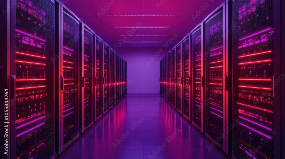 Fototapeta premium Rows of Servers in Modern Data Center Environment
