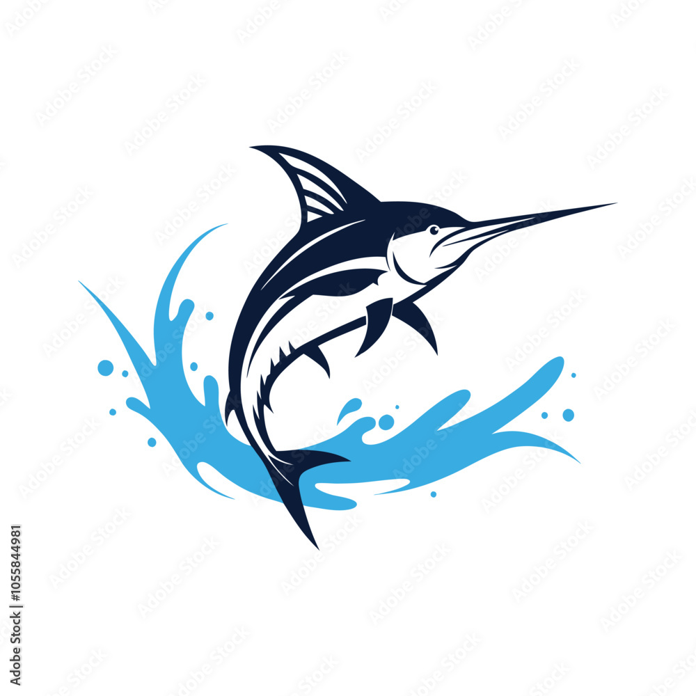 Swordfish Vector Illustration with Splash Effect. Swordfish Vector Illustration with Splash Effect.