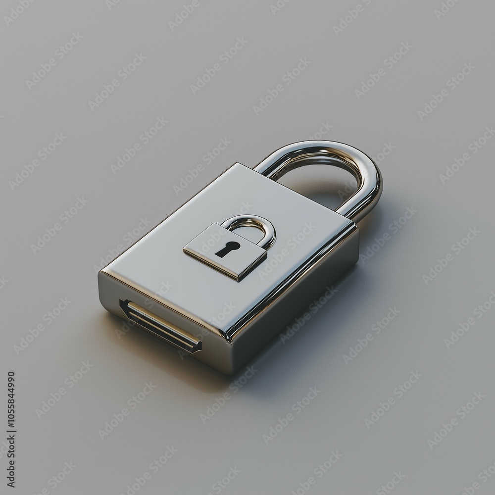 3D Illustration of a Locked USB Drive