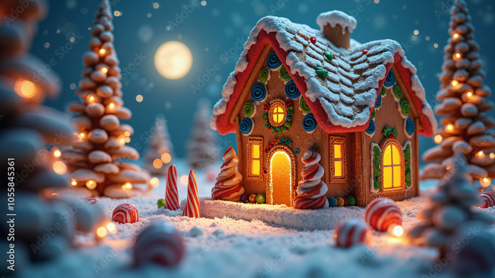 Enchanting AI-Generated Gingerbread House in Whimsical Christmas Scene: Perfect for Holiday Marketing Enchanting AI-Generated Gingerbread House in Whimsical Christmas Scene: Perfect for Holiday Marketing