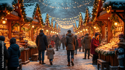 Enchanting Christmas Market: Festive Wonderland for Holiday Ads, Greeting Cards, and Tourism Campaigns