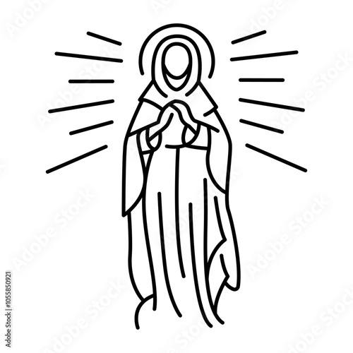 Nativity of the Holy Mother of God black line icon. Christian holiday